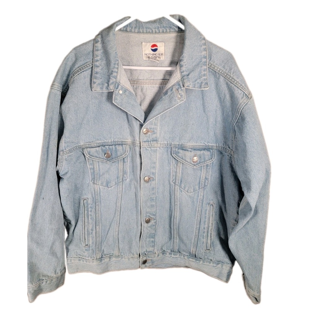 Vintage 90s Pepsi Denim Jacket Mens XL Nothing Else Is A Pepsi Trucker Jean Coat